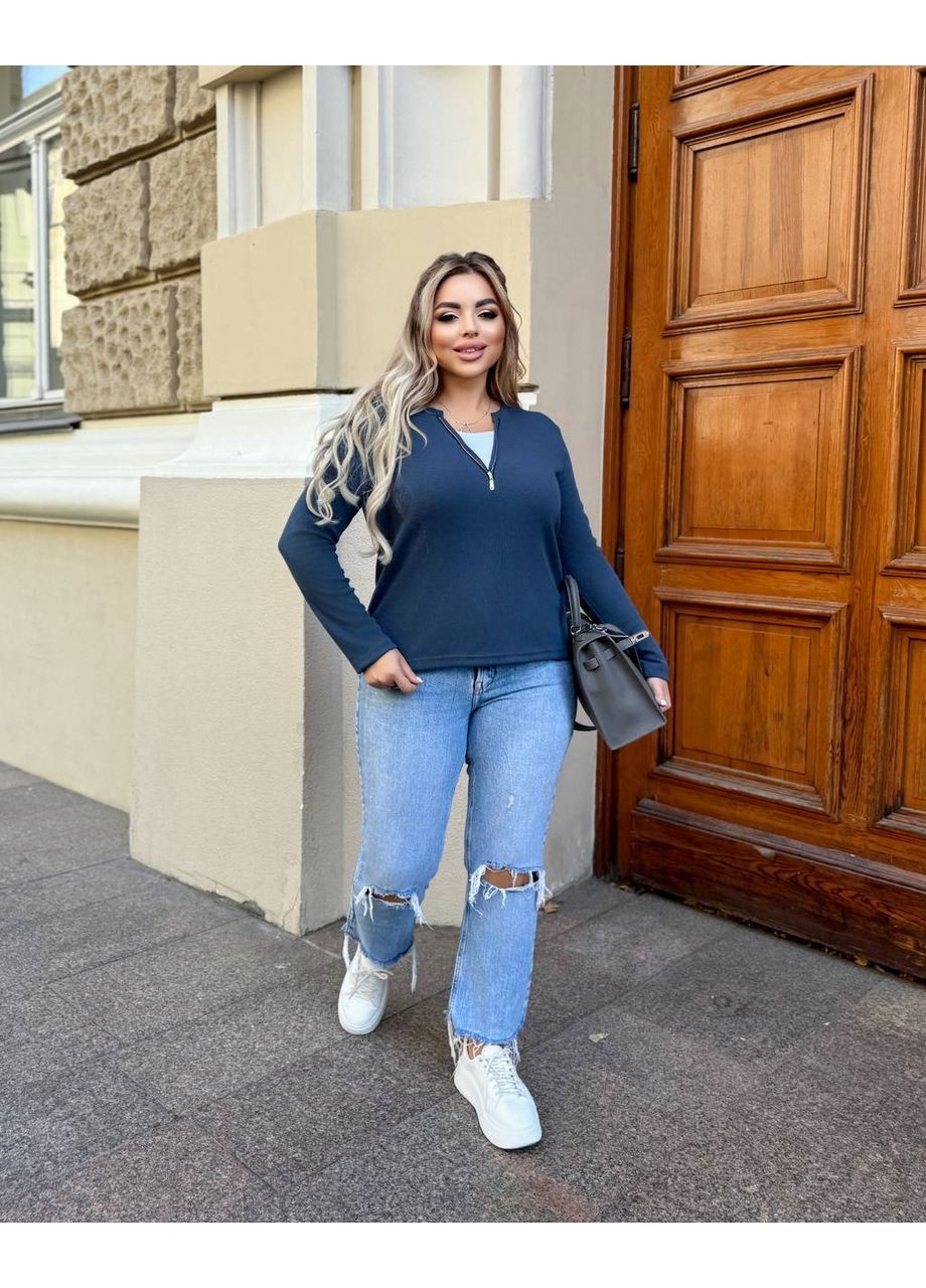 Лонгслів жіночий трикотажний в рубчик No Brand (362160946)