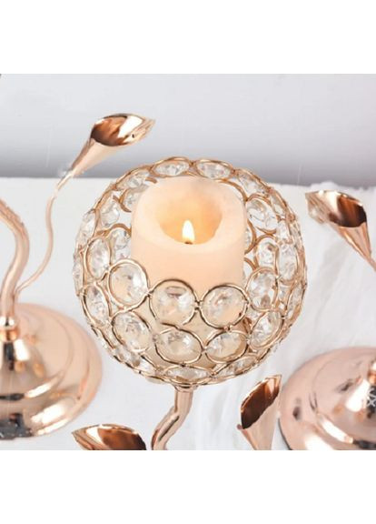 Винтажный подсвечник в скандинавском стиле в форме цветка инкрустированный искусственным кристаллом No Brand (292319890)