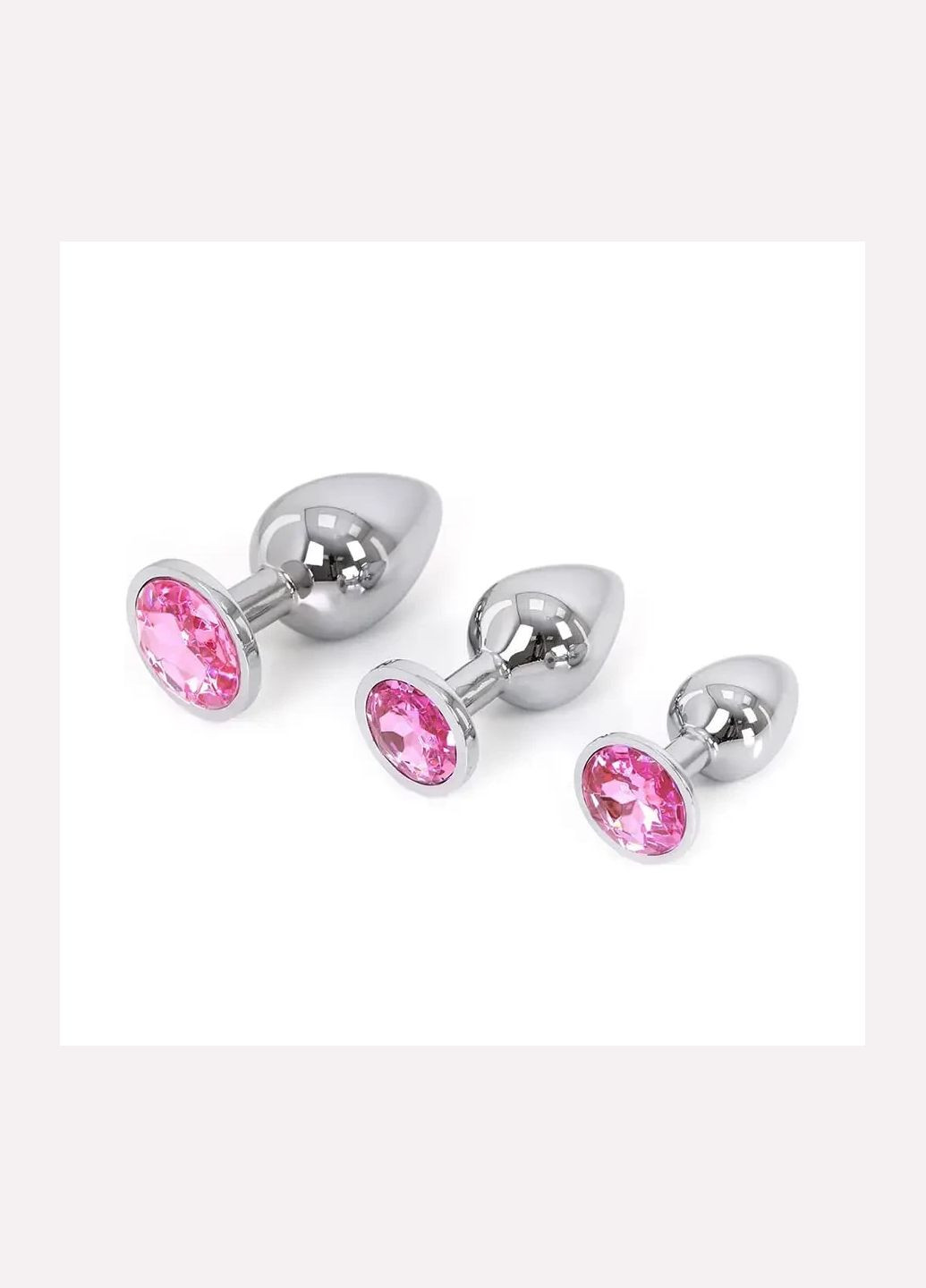 Металлическая анальная пробка с кристаллом цветным розовый для анального секса анала втулка размер M No Brand (341309982)