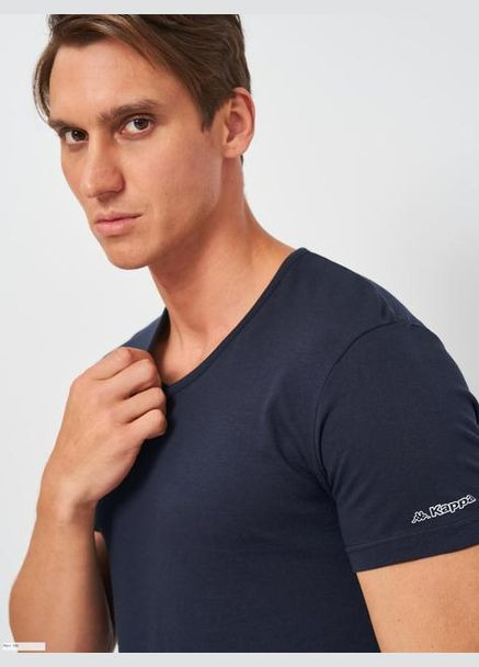Темно-синя футболка t-shirt mezza manica scollo v темно-синій Kappa
