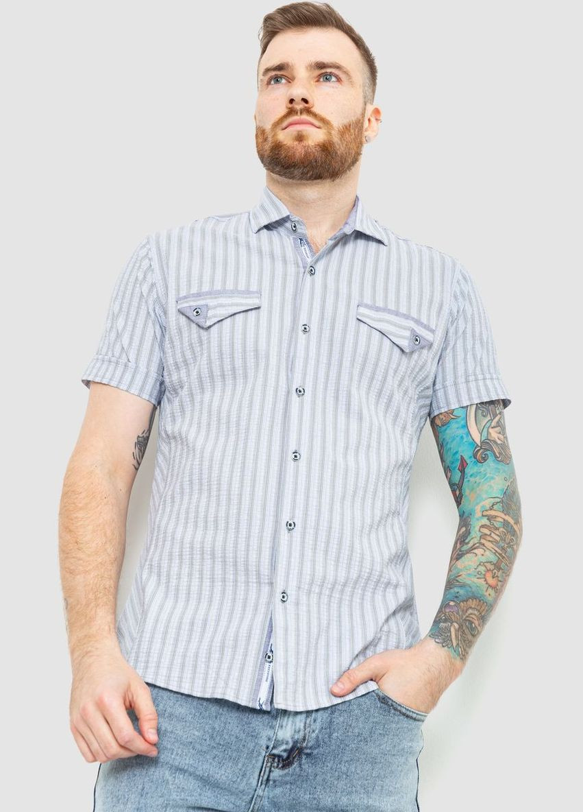 Сорочка чоловіча в смужку, колір сіро-блакитний, Ager (315134692)