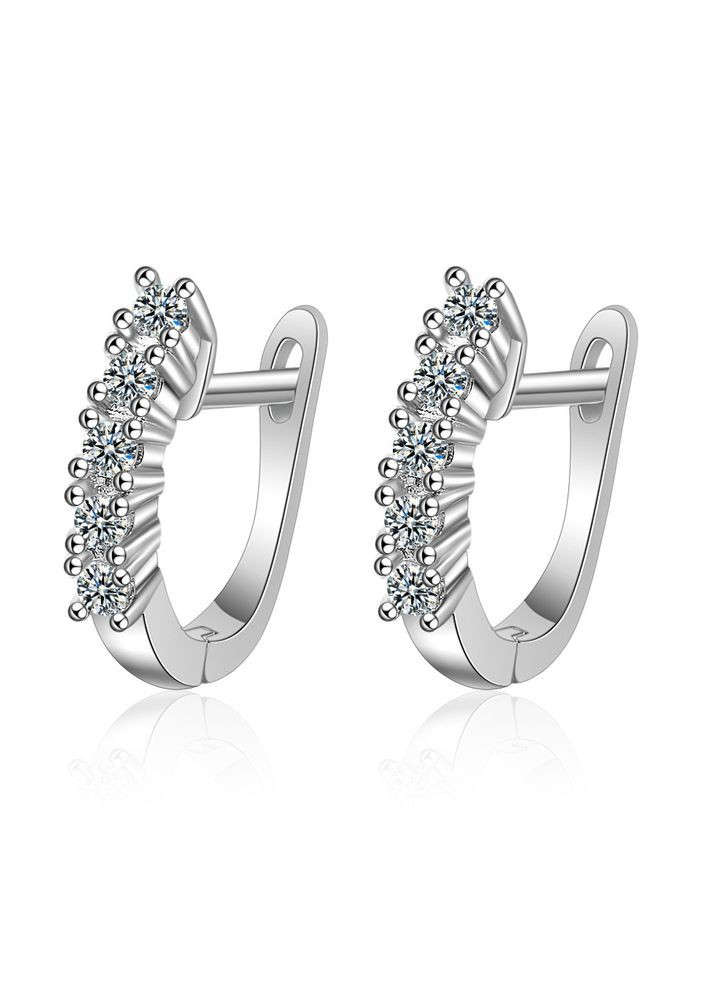 Срібні S925 сережки класичні з камінням білих фіанітів, сережки на кожен день, кульчики срібні подарунок дівчині СС9 Etre (292401682)