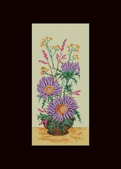 Набір для вишивання хрестиком. Розмір: 16*33 см Хризантеми Лоскуток (315358395)