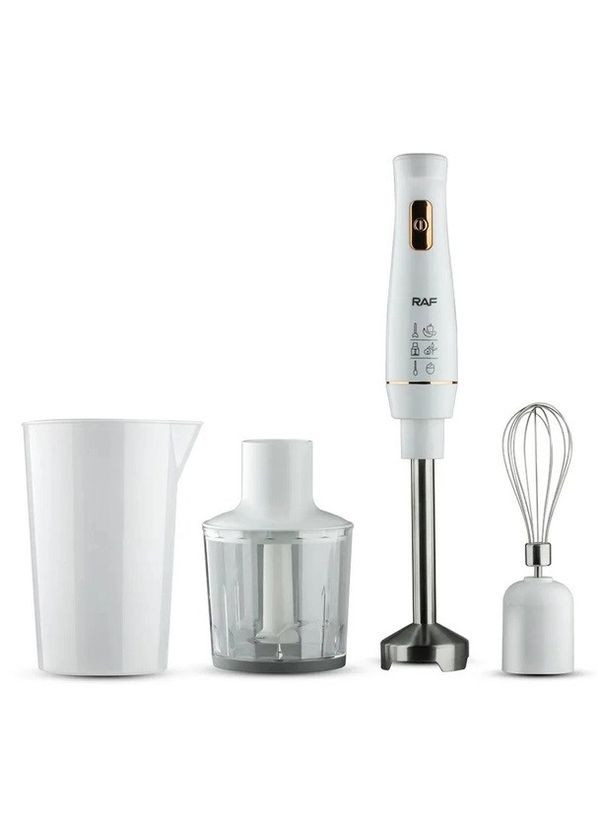 Блендер занурювальний R.331W 3в1 ручний кухонний з насадками чашею подрібнювач 800 Вт Білий RAF (296925853)