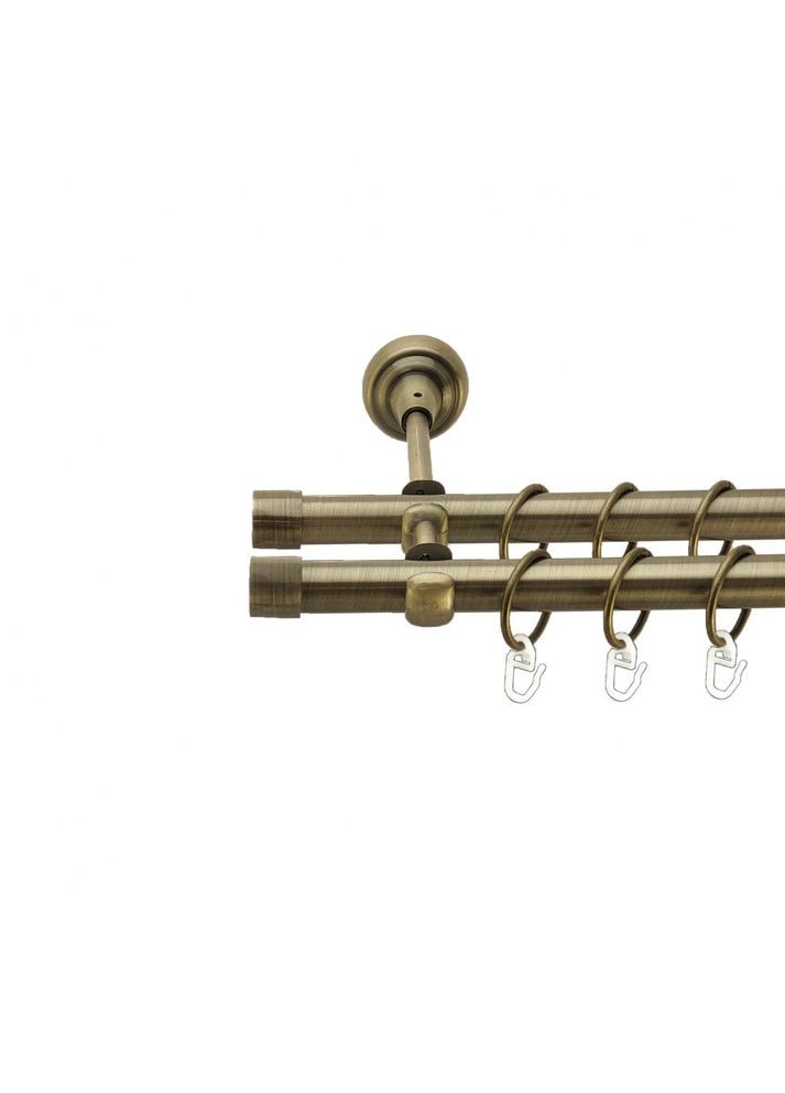 Карниз Заглушка металевий дворядний відкритий гладка труба Антик 19\19 мм 300 см (4016397) ORVIT (300845182)