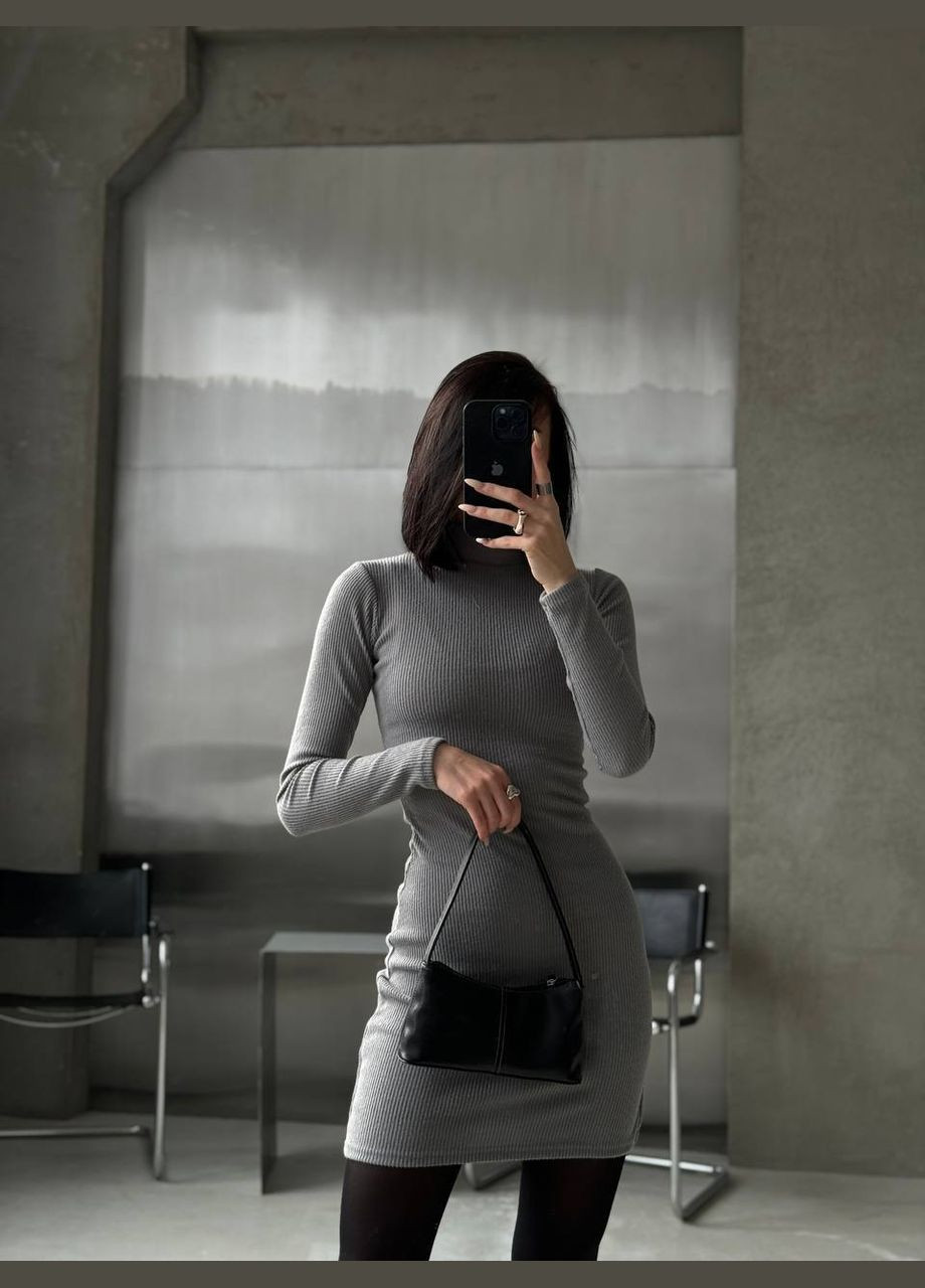 Серое коктейльное, деловое, повседневный, кэжуал, джинсовое, вечернее платье женское No Brand однотонное