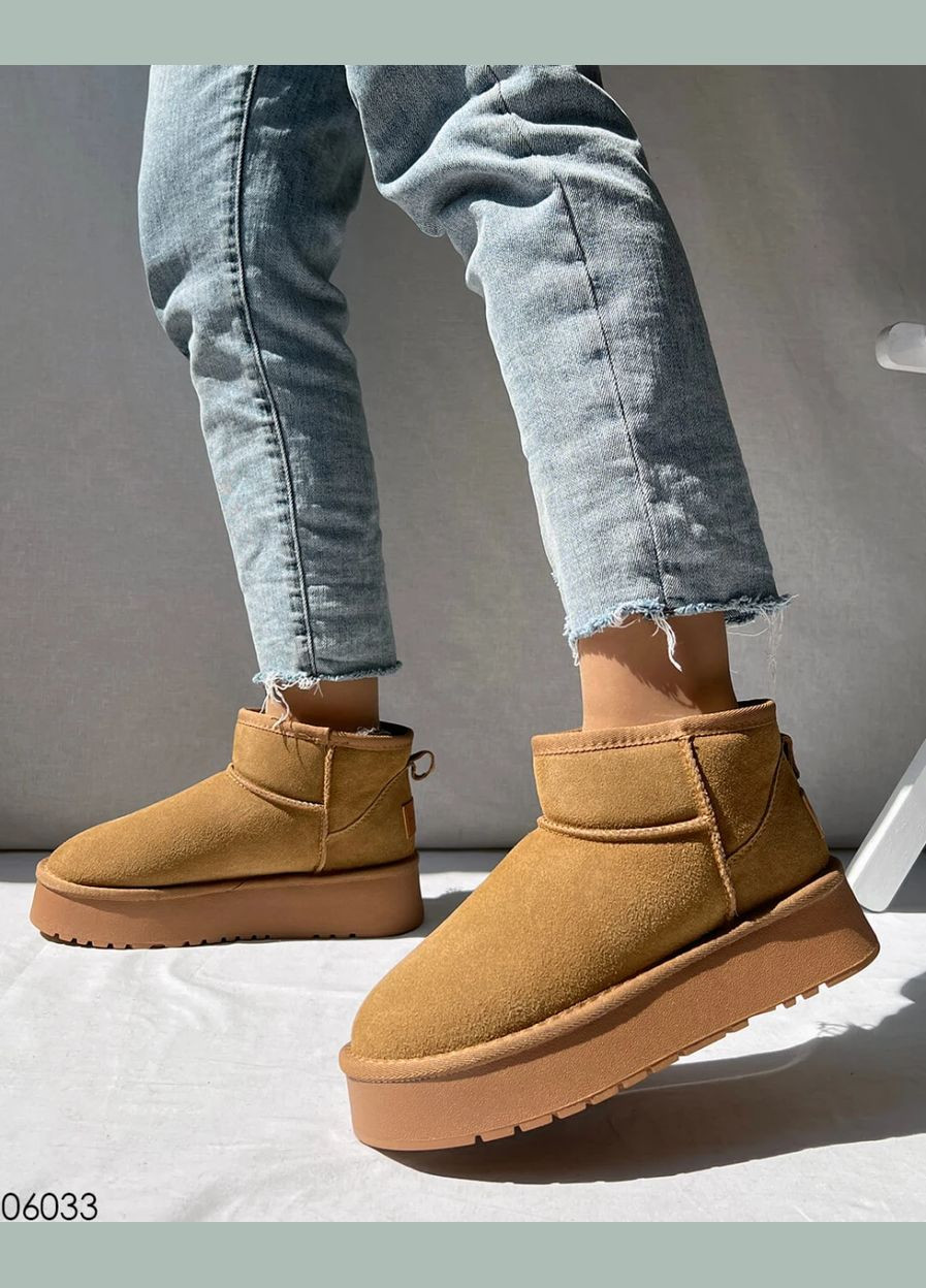 Рыжие угги на платформе, короткие уггги натуральная замша, низкие угги Hengji (305295874)