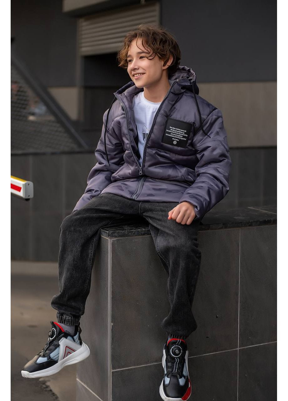 Серая зимняя зимняя теплая подростковая куртка с флисовой подкладкой — замеры в описании куртка-пальто DK/DL Мода без кордонів