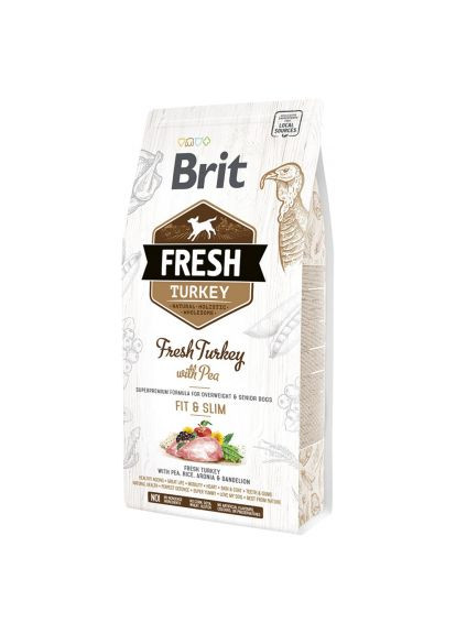 Сухий корм для собак (8595602530809) Brit Fresh Turkey/Pea Light Fit and Slim Adult 2.5 кг (370020464)