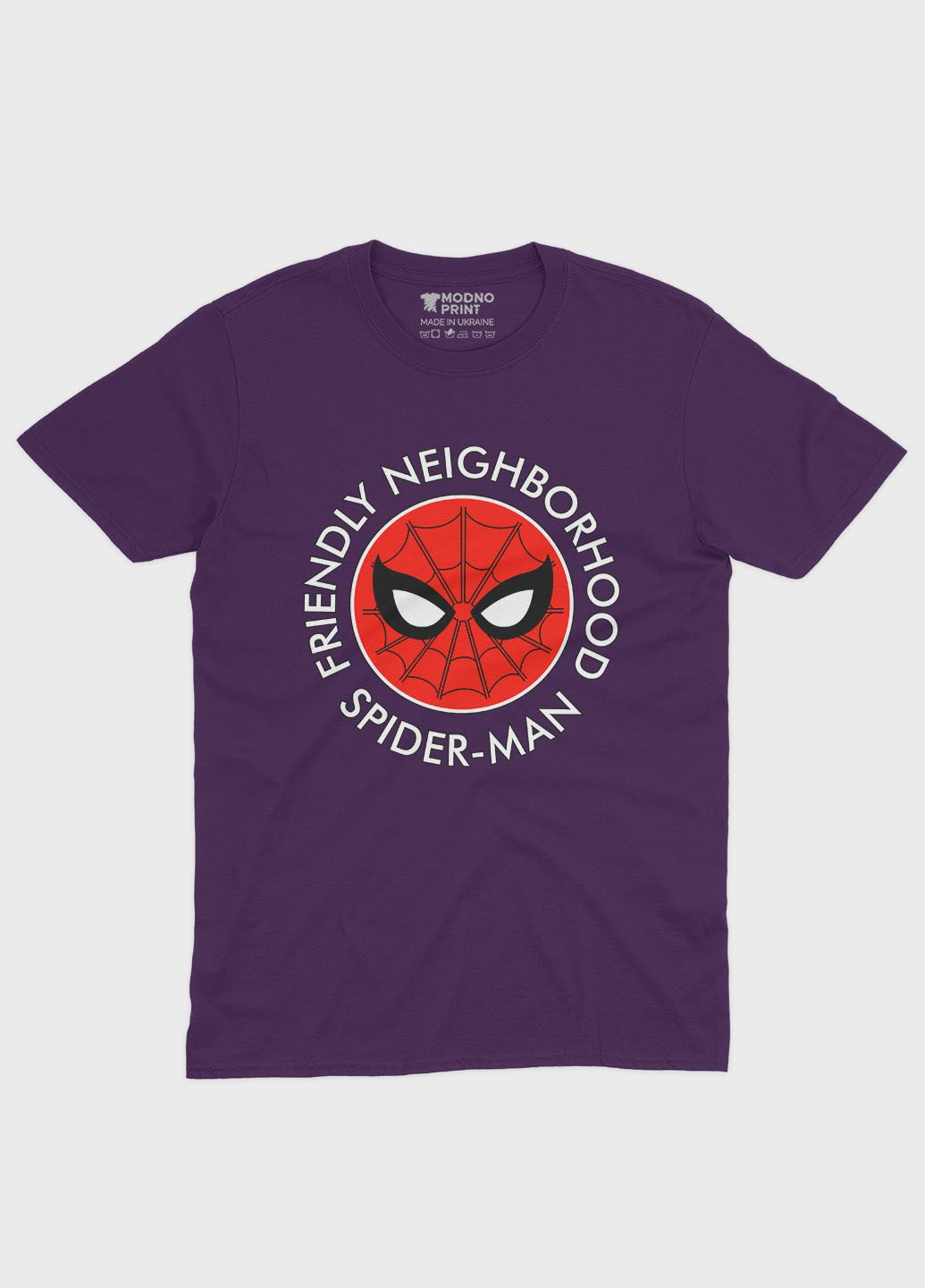 Фиолетовая демисезонная футболка для мальчика с принтом супергероя - человек-паук (ts001-1-dby-006-014-101-b) Modno