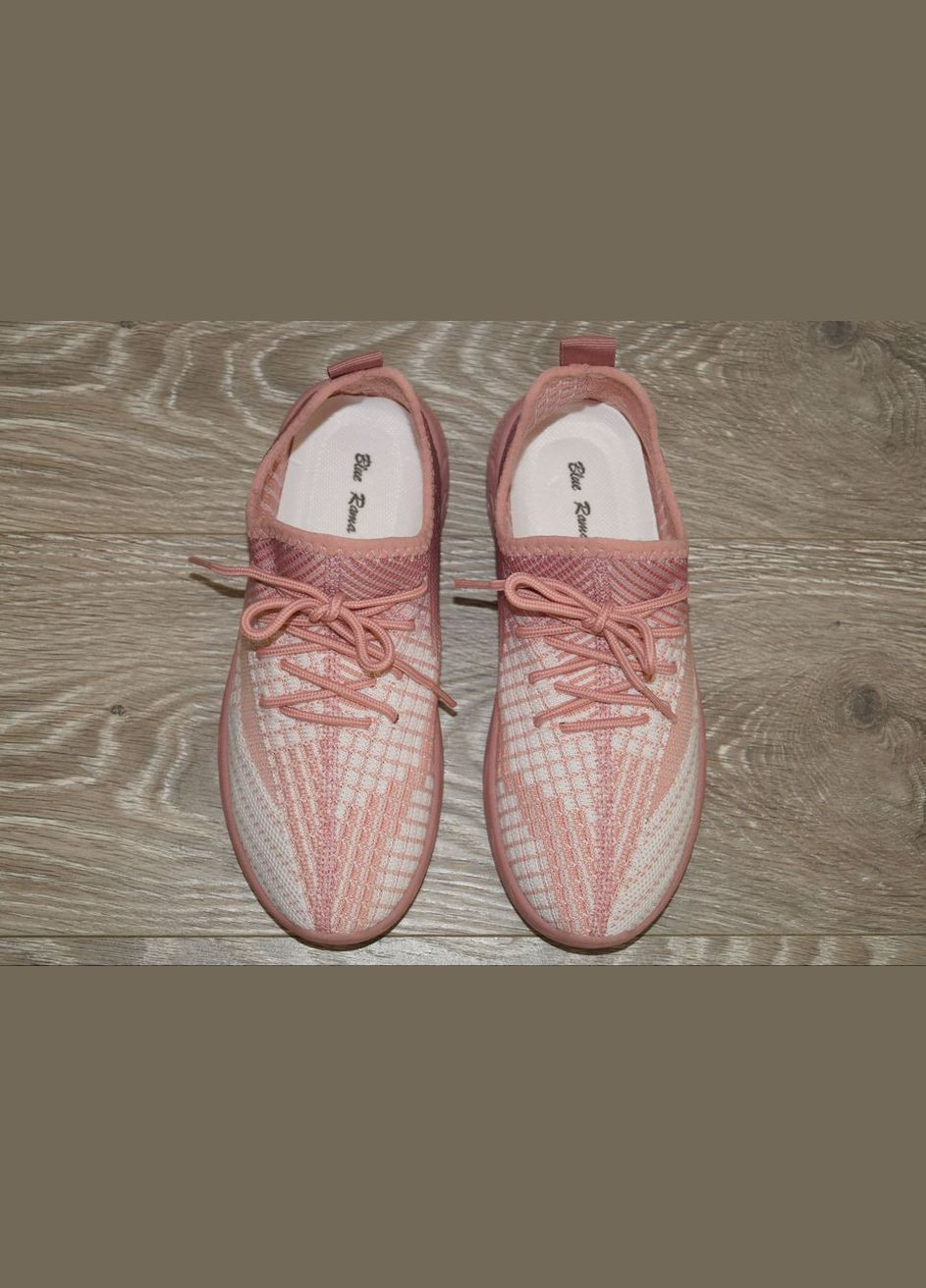 Розовые демисезонные кроссовки текстильные izi для девочки белые с розовым Blue Rama