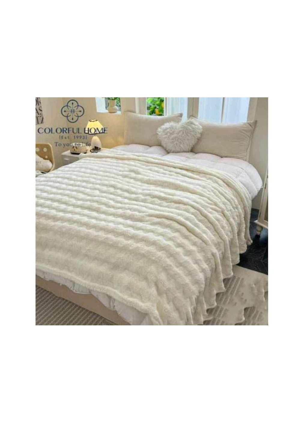 Плед 180*200 микрофибра арт.006-19 молочный ТМ COLORFULHOME Colorful Home (369616960)