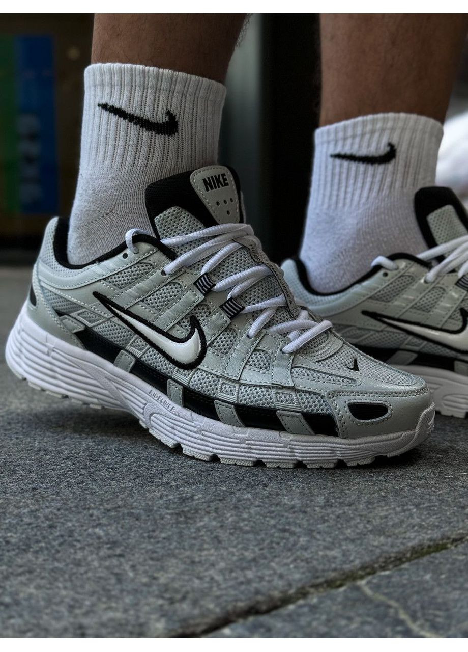 Цветные всесезонные кроссовки p-6000 натуральная кожа, серые Nike --8029