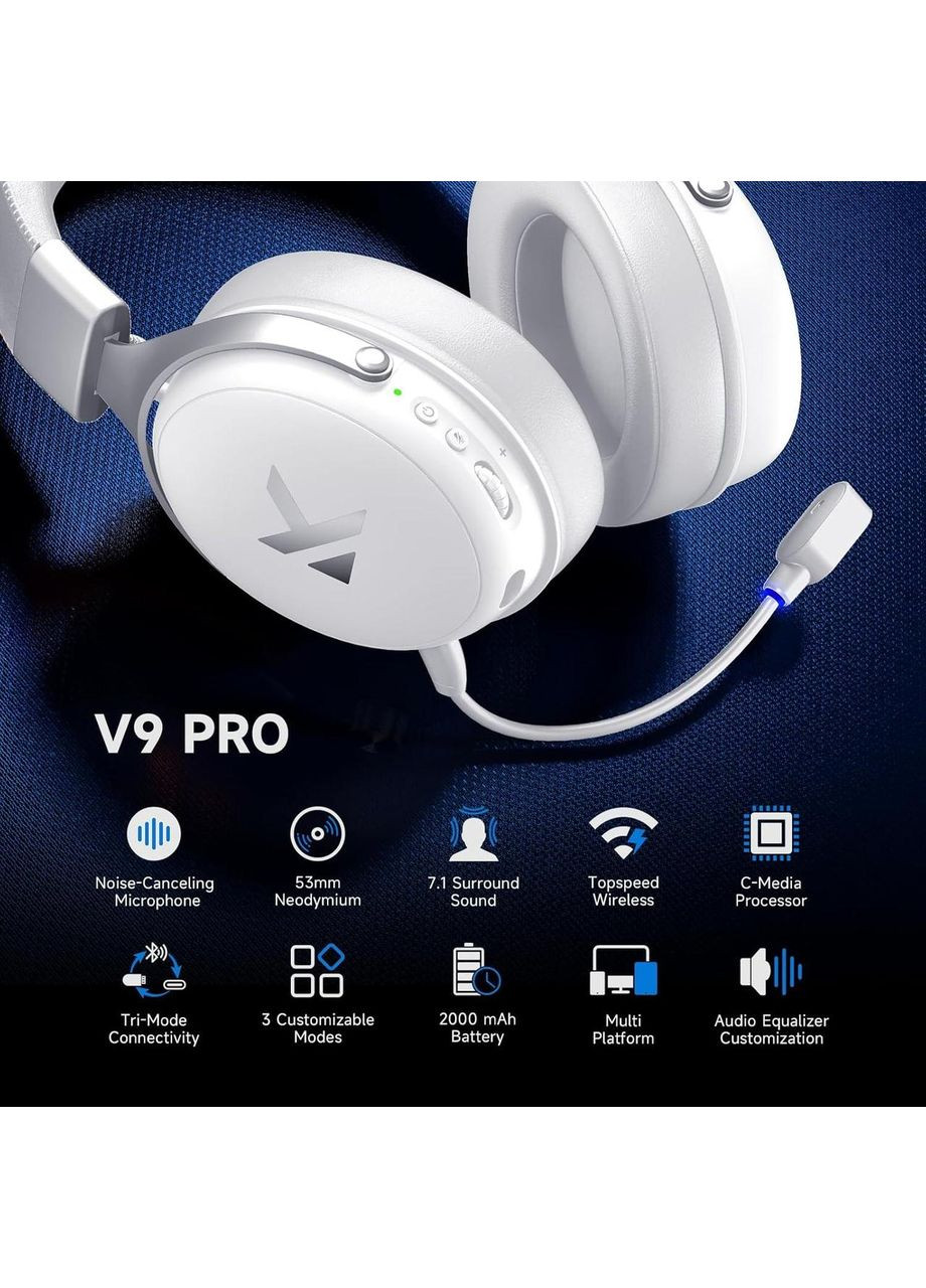 Ігрові бездротові навушники V9 Pro 7.1 Sound, Bluetooth, 2.4G Pink Mchose (370202787)
