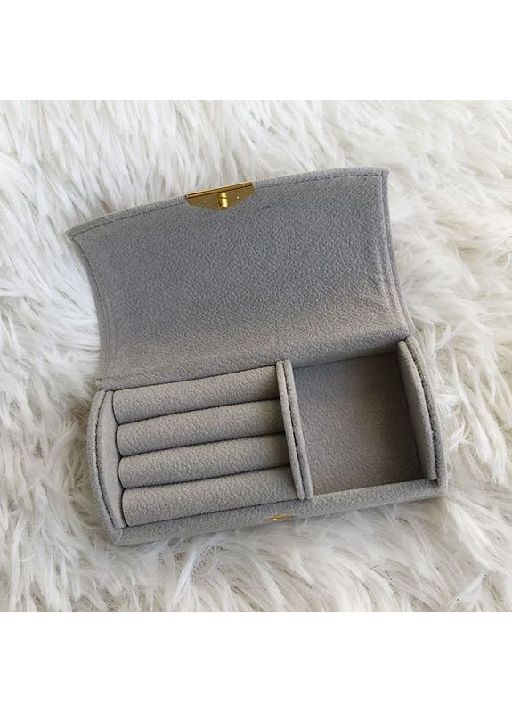 Міні-скринька для ювелірних виробів світло-сіра. Білий колір. No Brand (325216331)