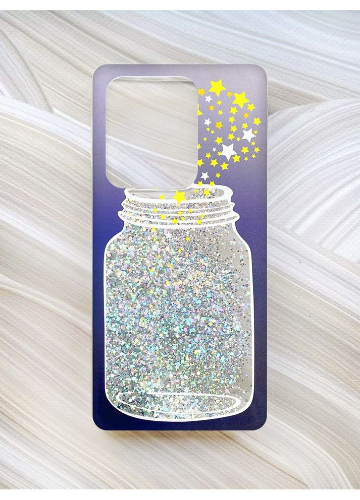 Чехол с плавающими блестками на Xiaomi Redmi 13C / Poco C65 Серебро:: Банка со звёздами (принт 366) Creative (360676546)