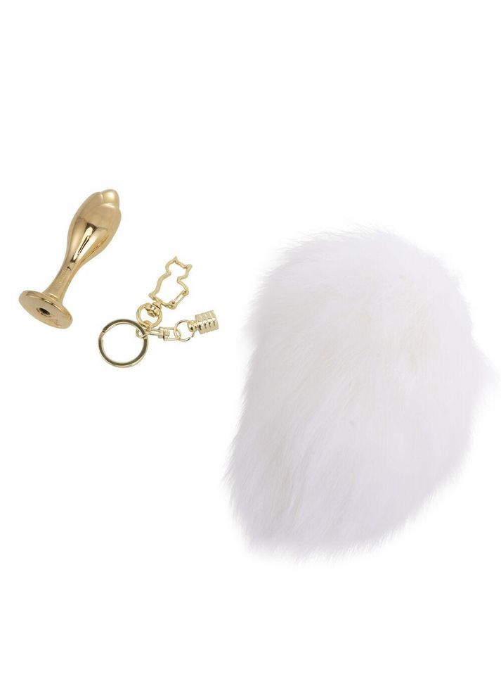 Металева анальна пробка — кролячий хвіст SEVANDA White Bunny-Tail Anal Rose-shape Plug Lockink (315014676)