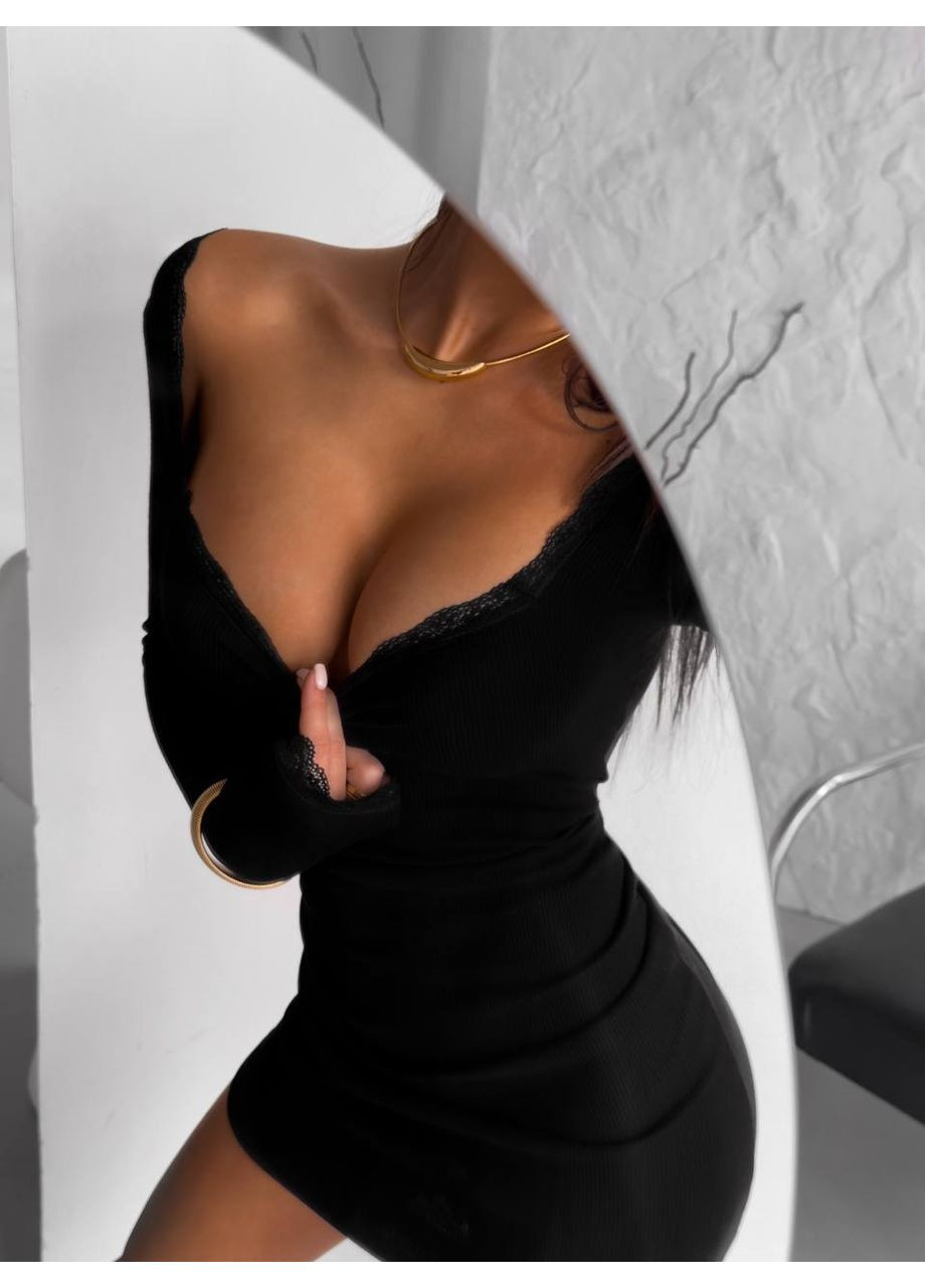 Чорна повсякденний, кежуал сукня No Brand однотонна