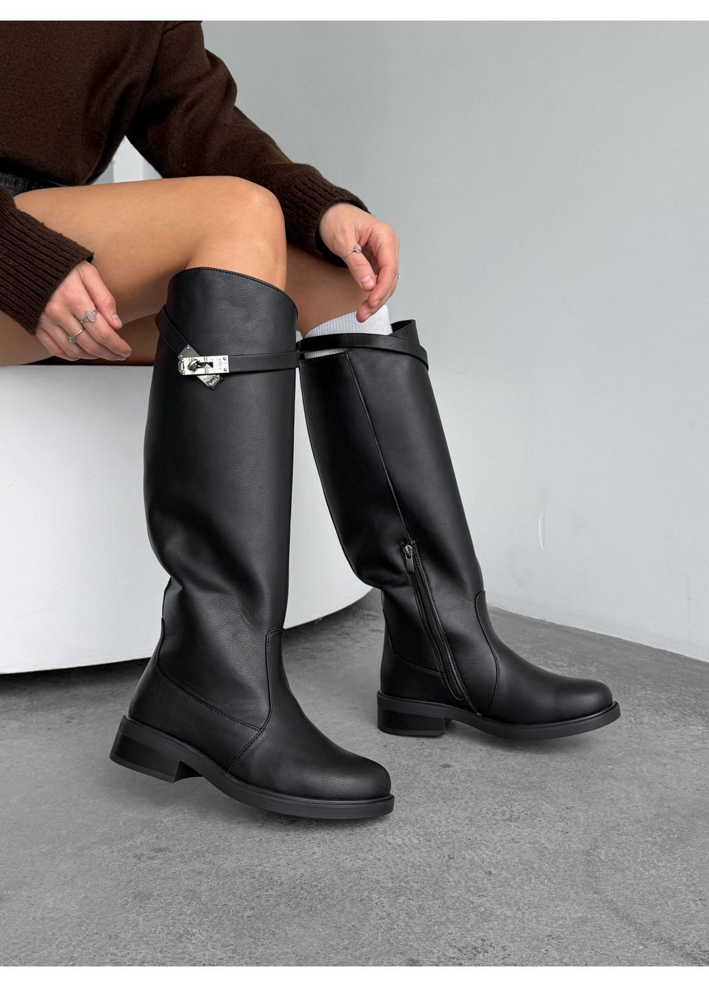 Зимние жокейские сапоги No Brand с пряжкой