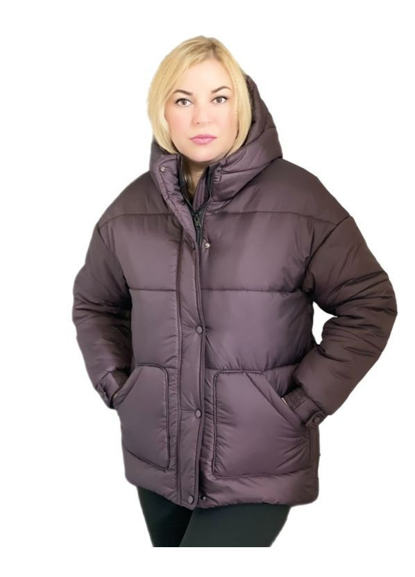 Темно-бордовая женская зимняя куртка с капюшоном. Value Plus