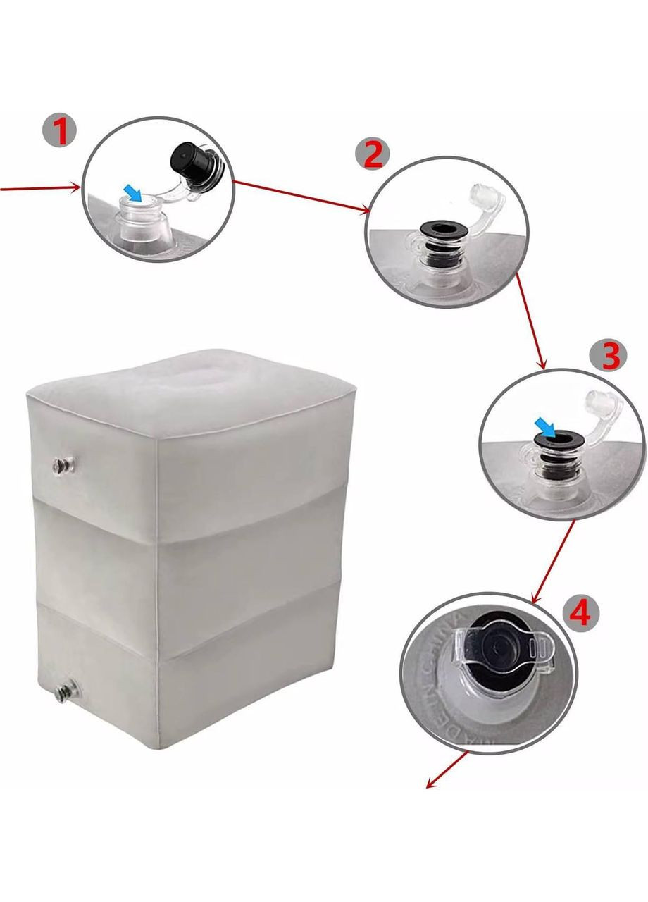 Надувная подушка под ноги для отдыха и путешествий, 3-уровневая, подставка под ноги Серая No Brand (355921033)