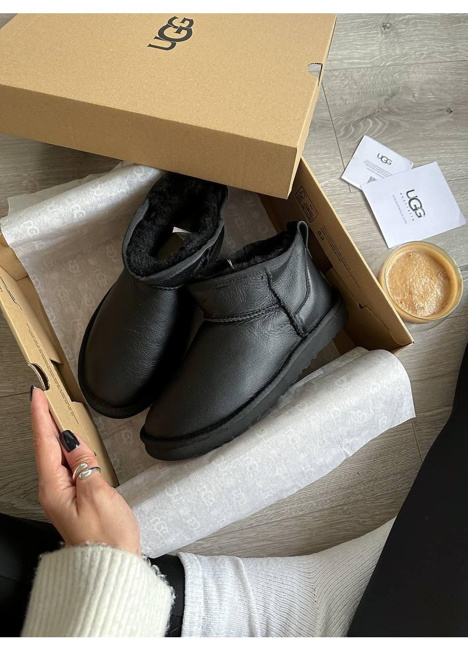 Угі Жіночі UGG Ultra Mini Black (Шкіра) (366320909)