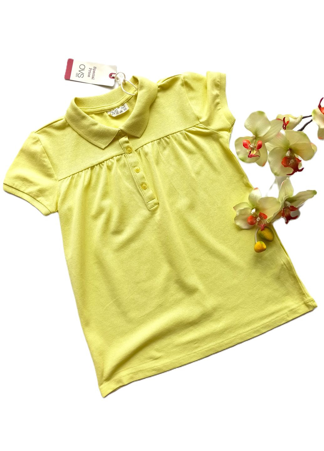 Жовта літня футболка-поло для дівчинки жовта OVS