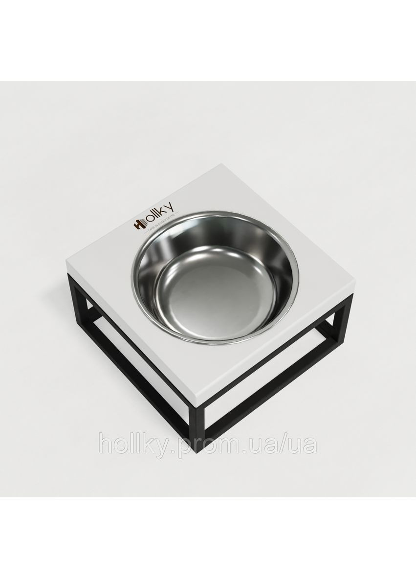 Миска на підставці для котів і маленьких собак Base Solo S (1 × 0,45 л) Solo S-18187-BLWH Hollky (365652784)