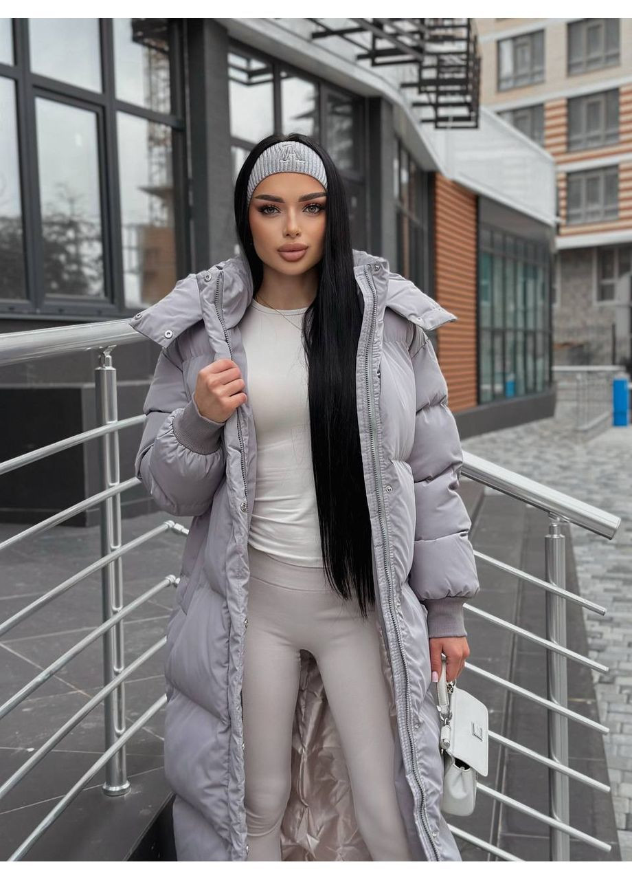 Серый демисезонный Пуховик Style Point