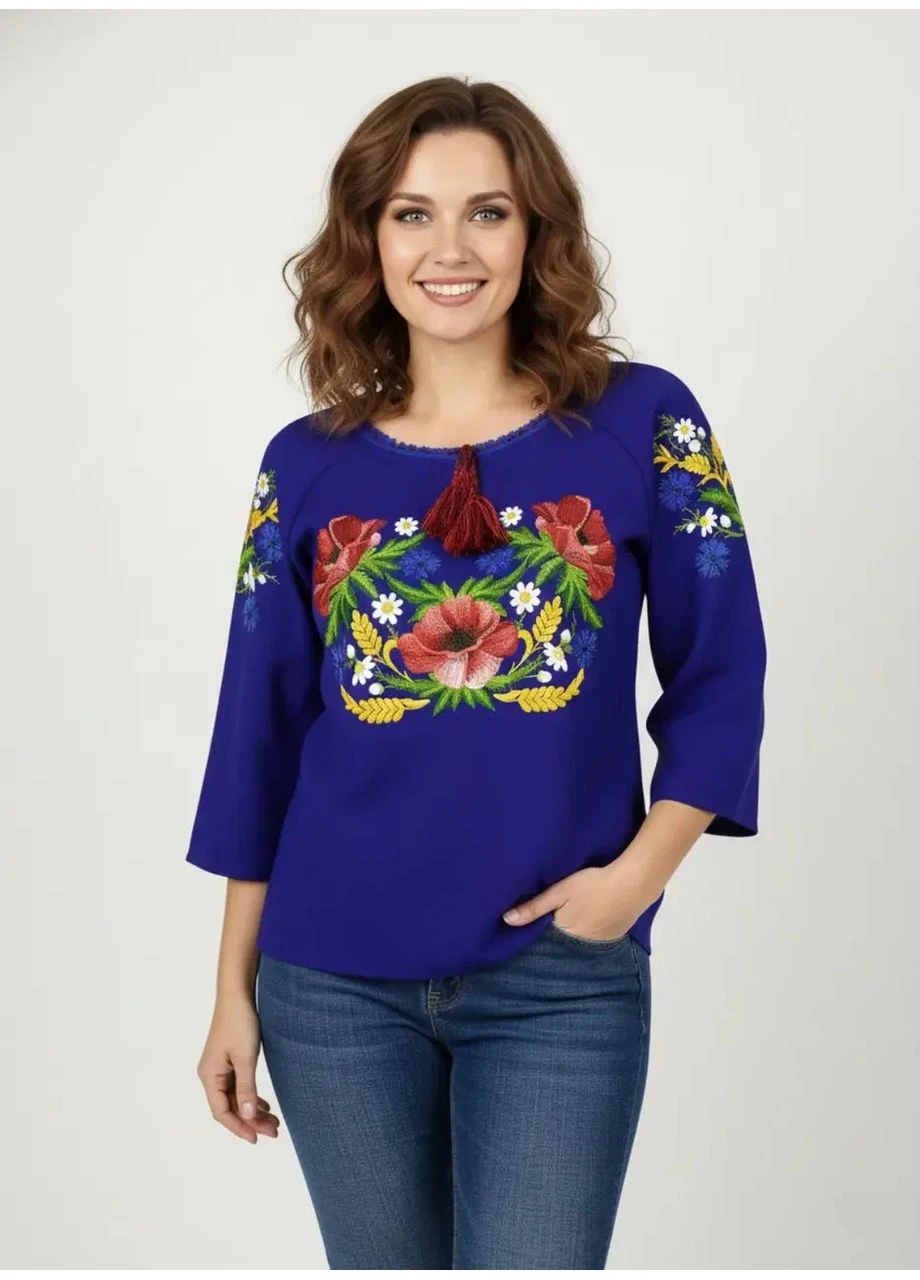 Синя сорочка вишиванка для дівчинки підліток синя мама дочка family look 140 146 152 158 164 170 176 176, зелений (366080087)