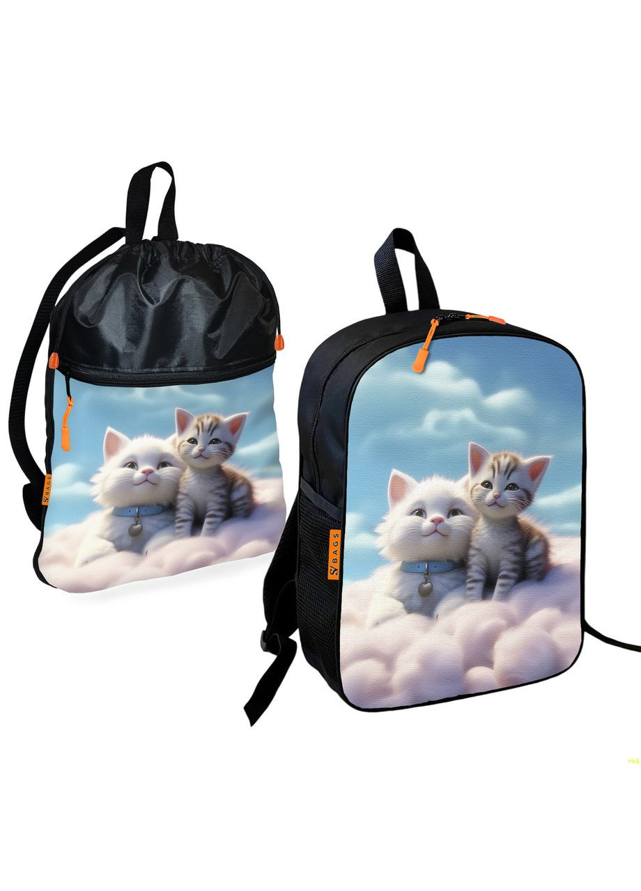 Шкільний рюкзак дитячий з кошеням + Сумка для взуття спортивної форми рюкзак-мішок для хлопчика (1919) No Brand (328200545)