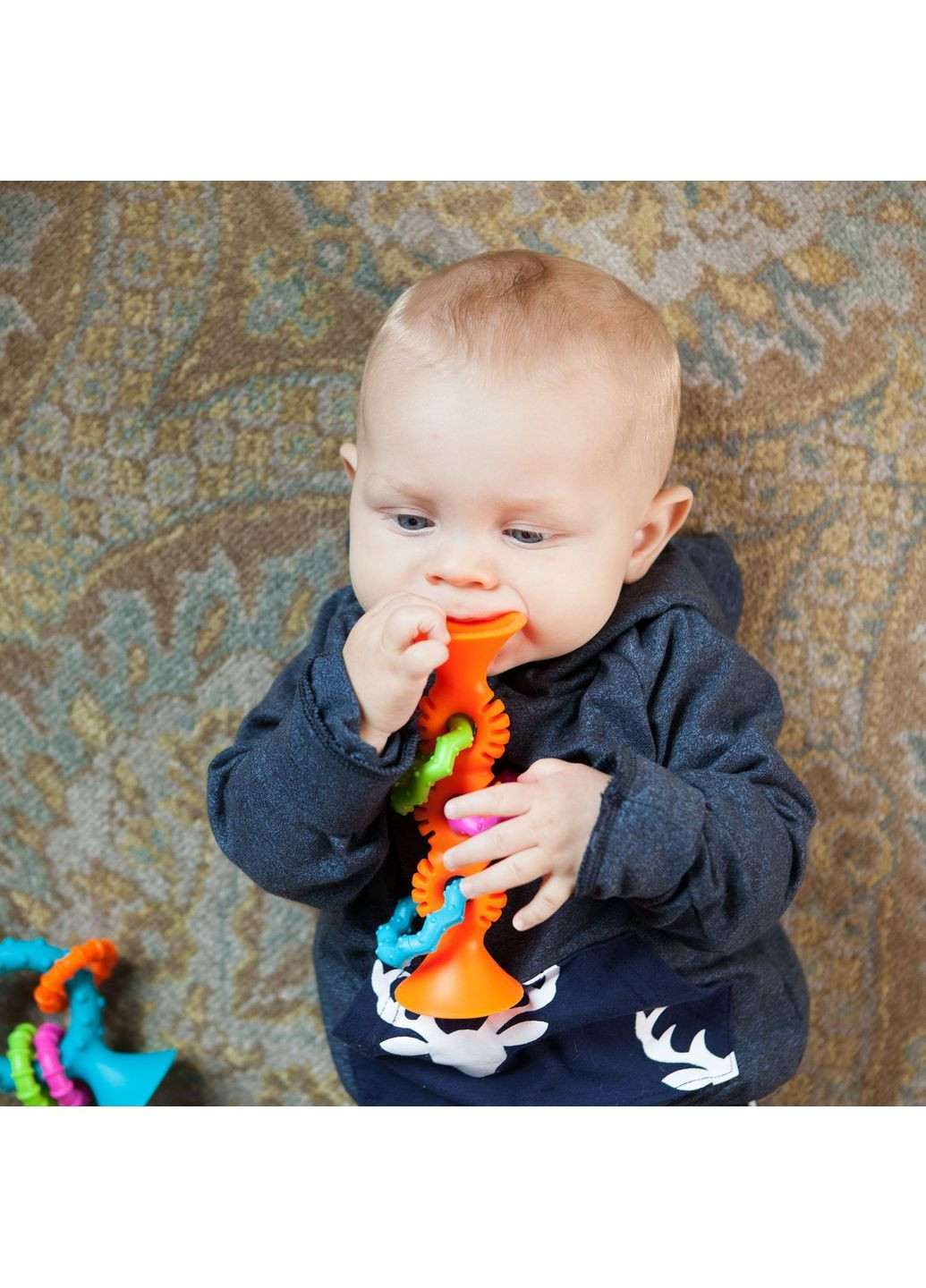 Прорезыватель-погремушка pipSquigz Loops на присосках, оранжевый () Fat Brain Toys F165ML (366725874)