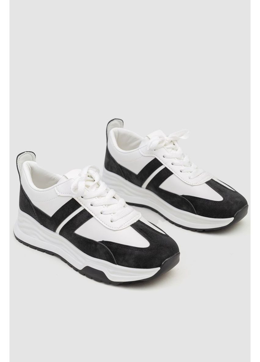 Кроссовки женские экокожа,, 243R186-126 Fashion чёрно-белые всесезоны (365594000)