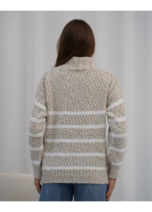 Коричневый зимний вязаный свитер-гольф в полоску Magnet