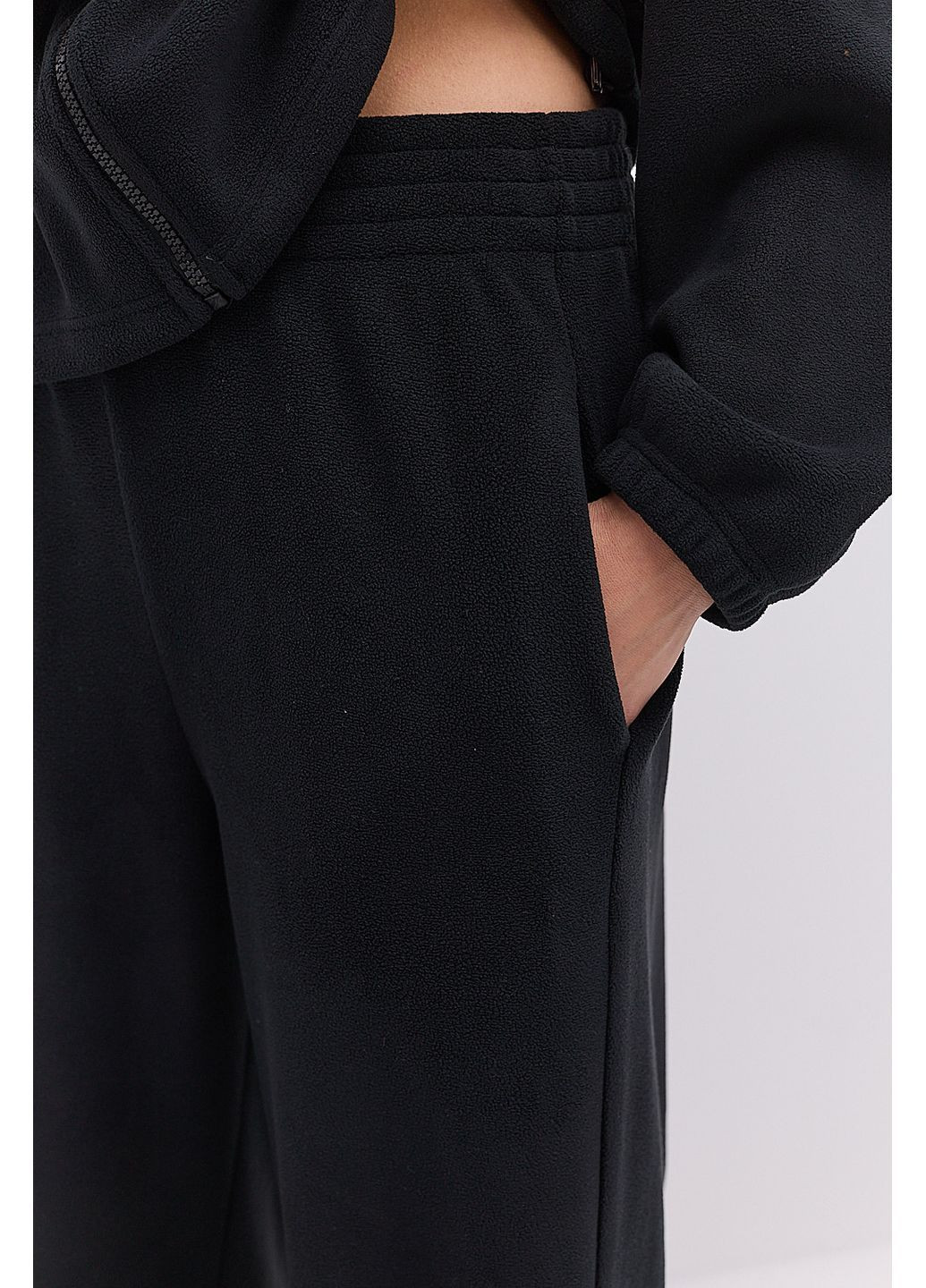 Женский спортивный костюм из флиса молочный с зип-худи и прямыми брюками Arjen (364967486)