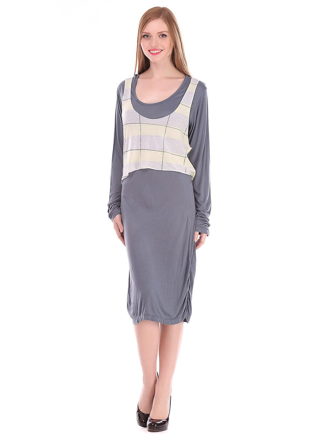 Серое повседневный платье серо-жёлтый Religion