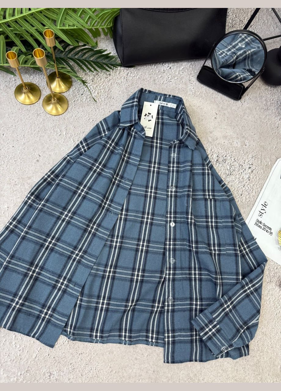 Голубой кэжуал рубашка в клетку Adelante