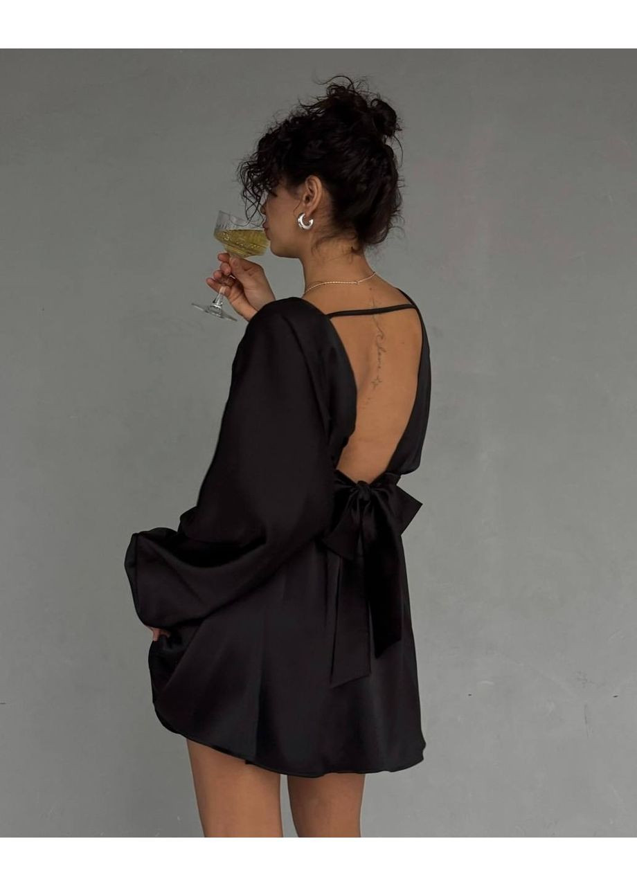 Черное женское новогоднее платье из шелка Nositi