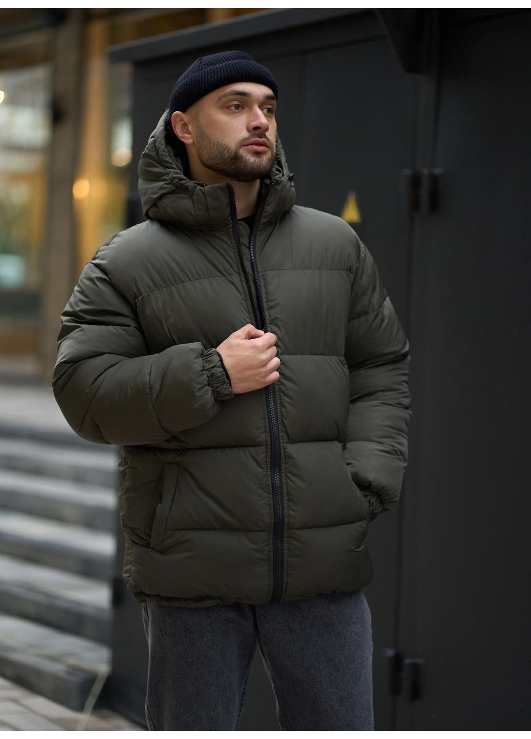 Оливковый (хаки) Пуховик No Brand