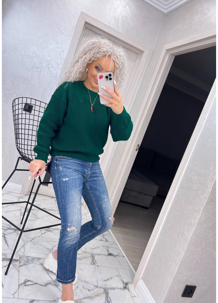 Изумрудный демисезонный женский свитер джемпер No Brand