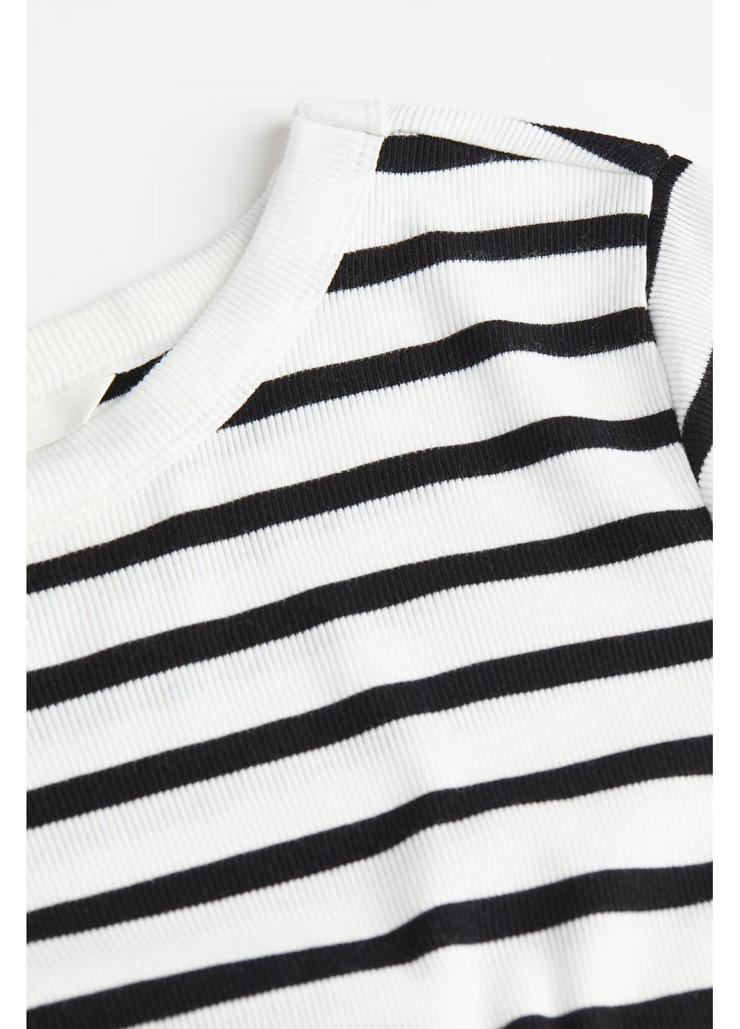 Комбинированное кэжуал платье в рубчик из хлопка H&M однотонное