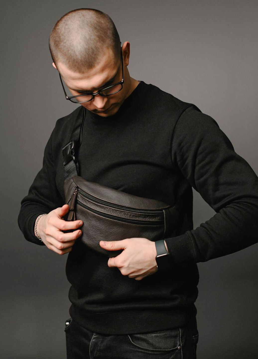 Бананка из натуральной зернистой кожи Vishnya (317734926)