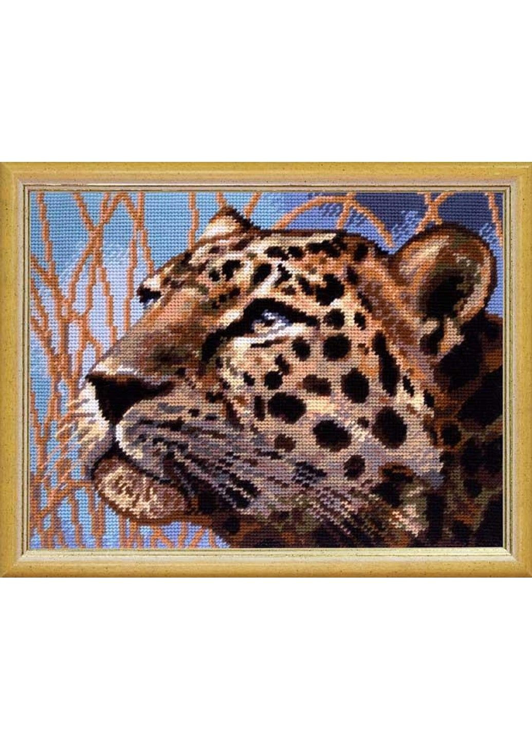 Набір для вишивання хрестиком Пейзаж «Леопард» Страмін із пряжею Madeira Zweigart муліне 36х47 см No Brand (333165297)