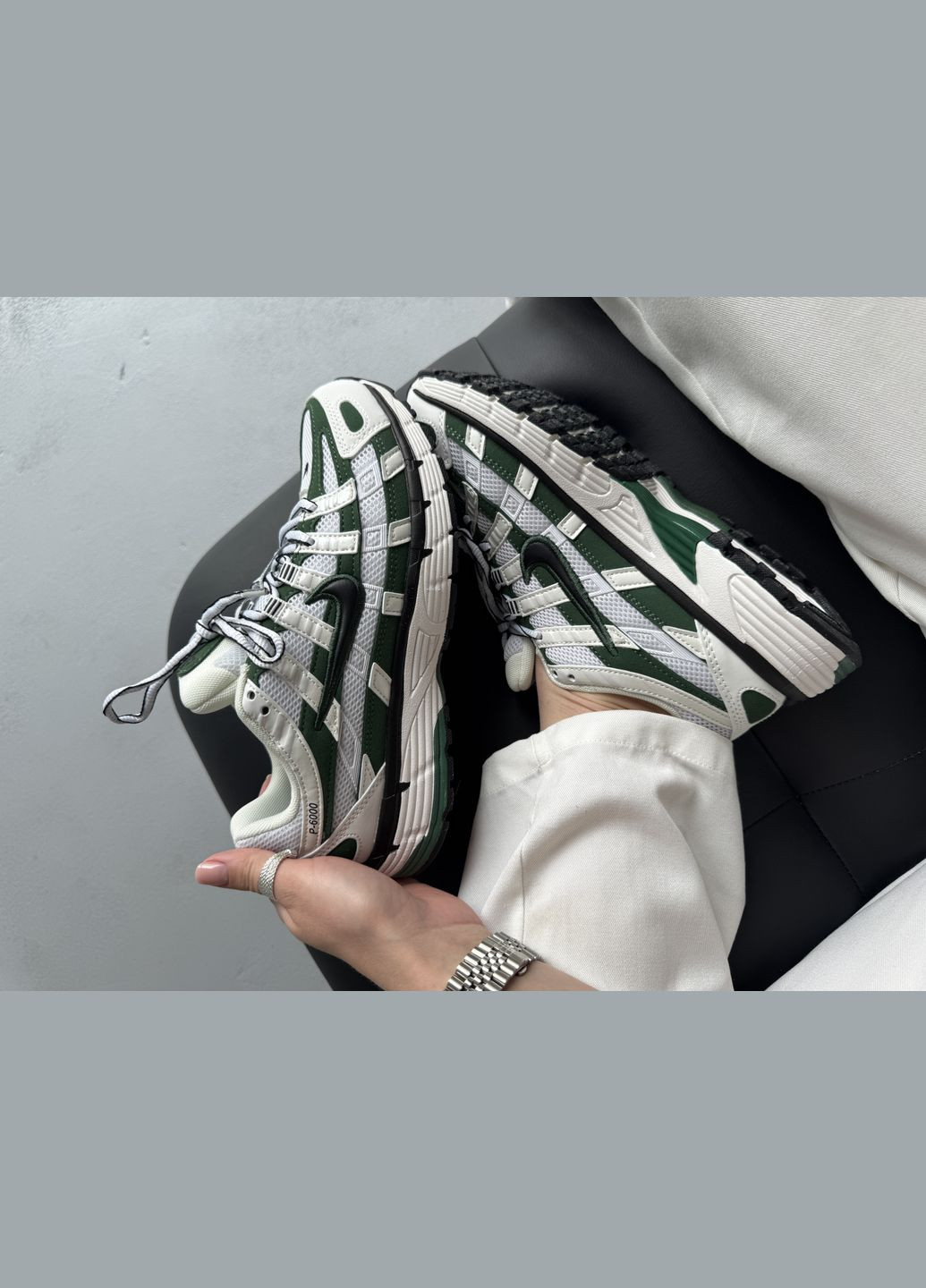 Кросівки жіночі і чоловічі Nike P-6000 White Green Black | Найк Р-6000 зелені No Brand зелені демісезони (342717942)