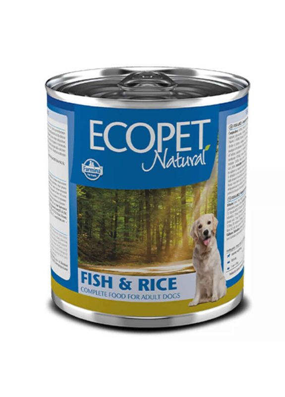 Консервований корм з рибою та рисом для дорослих собак усіх порід Ecopet Natural Dog Fish&Rice - 300 г Farmina (327062469)