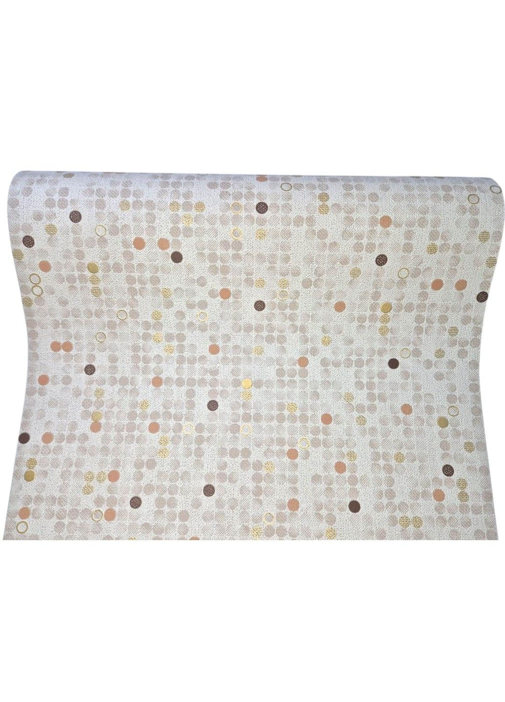 Обои виниловые 10 × 0.53 м 9398-01, бежевые с круглыми элементами для кухни, прихожей, гостиной Слов'янські шпалери (340275320)