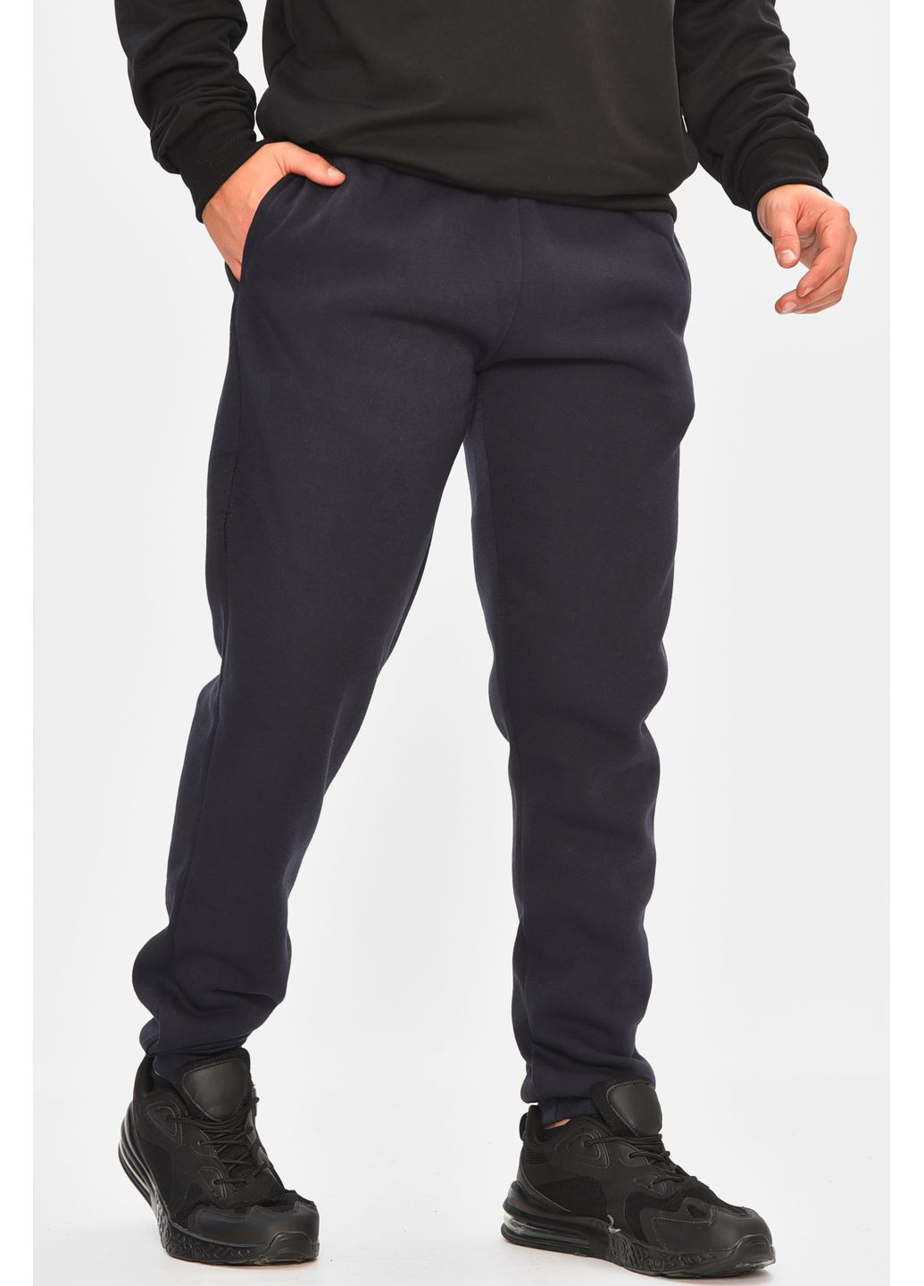 Темно-синие спортивные зимние зауженные брюки Let's Shop