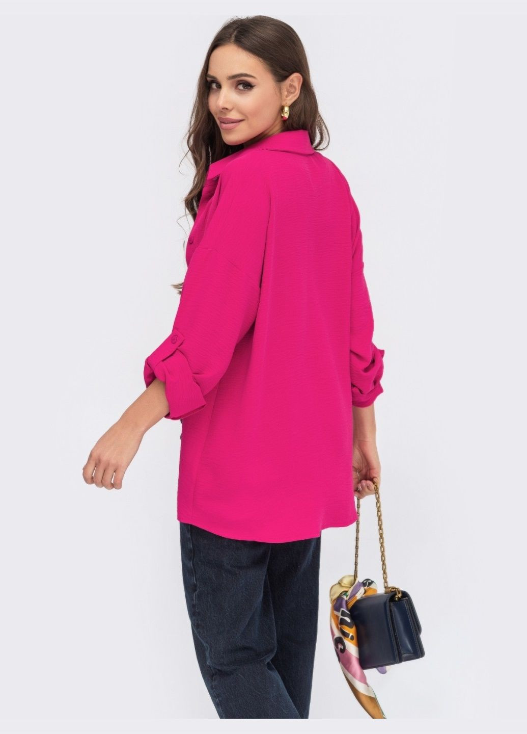 рожева сорочка зі льна в стилі оверсаз Dressa (293820786)