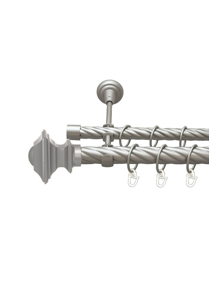 Карниз Борджеза металевий дворядний відкритий скручена труба Сатин 25\19 мм 160 см (00-00023644) ORVIT (300846372)