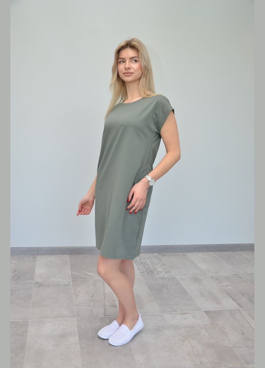 Оливкова літня жіноча сукня, короткий рукав, різні кольори (s, m, l, ) No Brand однотонна